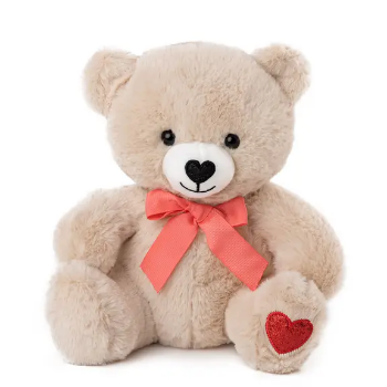 Slika Plišana igračka Medvjedić sa crvenom mašnom - Bež 20 cm - Amek