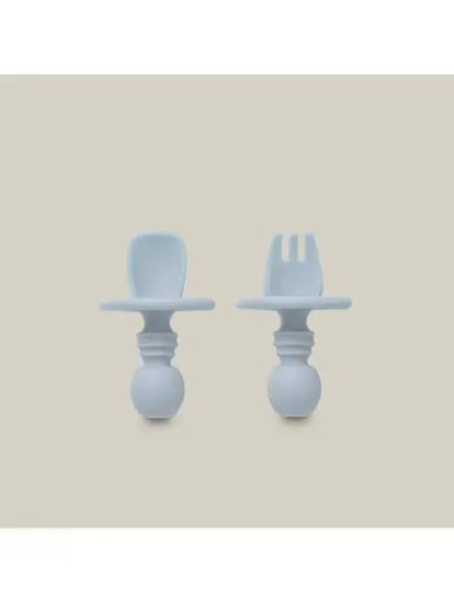 Slika Silikonski set pribora za samostalno hranjenje Blue Grey InterBaby 