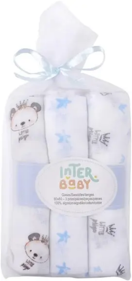 Slika Tetra pelene Interbaby Panda Plavo 80x80 - 3 kom