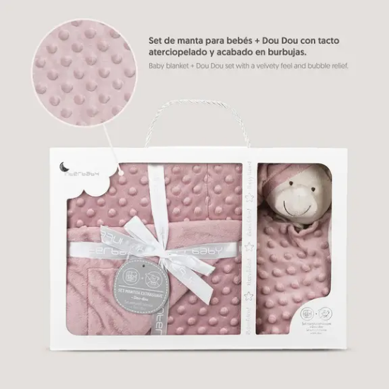 Slika Set dekica Bubble i tješlica Bear Dark Pink InterBaby 