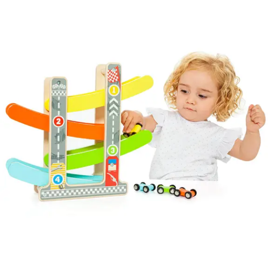 Slika Drvena cik-cak staza sa 4 automobila - Molto