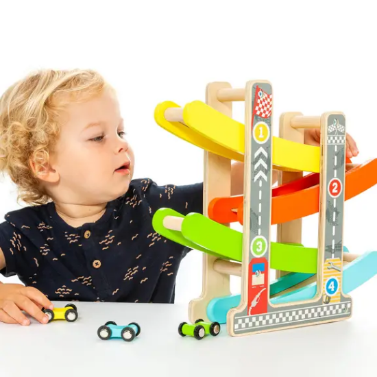 Slika Drvena cik-cak staza sa 4 automobila - Molto
