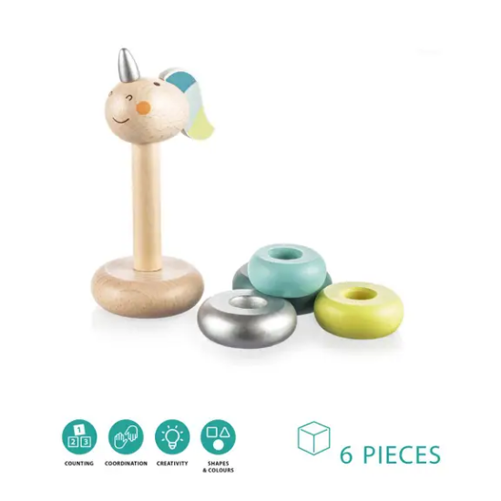 Slika Drveni prsteni za slaganje Unicorn blue Zopa 