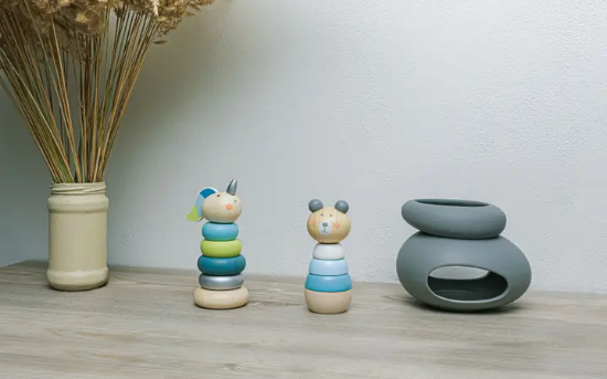 Slika Drveni prsteni za slaganje Unicorn blue Zopa 