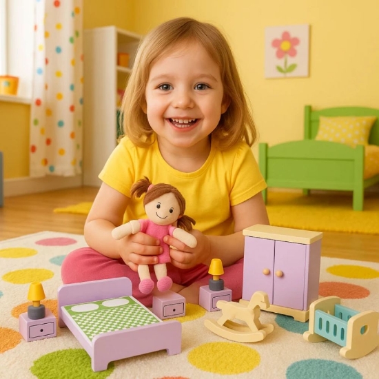 Slika Drveni namještaj za kućice za lutke set od 30 elemenata