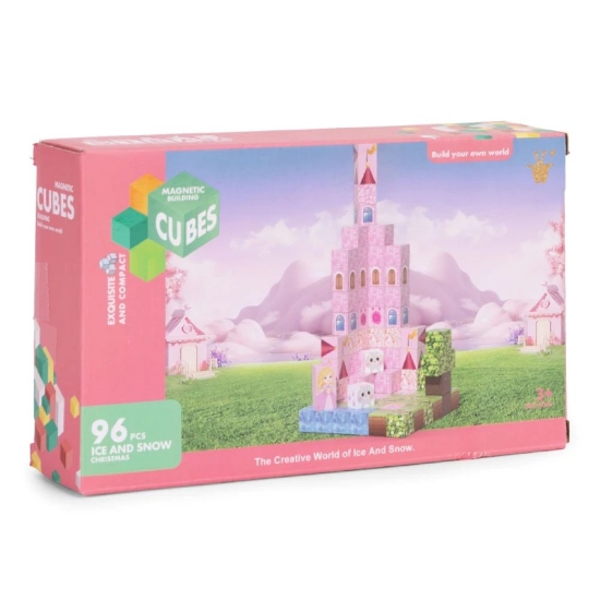 Slika Magnetni set građevinskih blokova za djecu, ružičasti dvorac - 96 dijelova