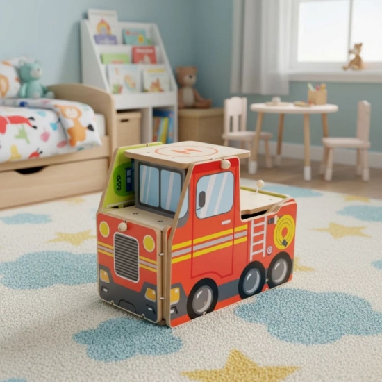 Slika Drveni set za vatrogasnu postaju, garaža s dodacima Ecotoys