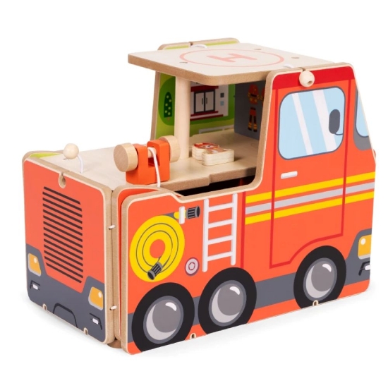 Slika Drveni set za vatrogasnu postaju, garaža s dodacima Ecotoys