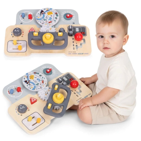 Slika Drvena upravljačka ploča volan automobila, siva