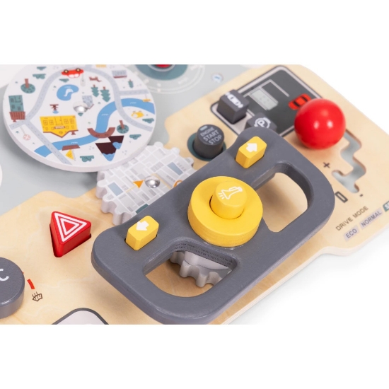 Slika Drvena upravljačka ploča volan automobila, siva