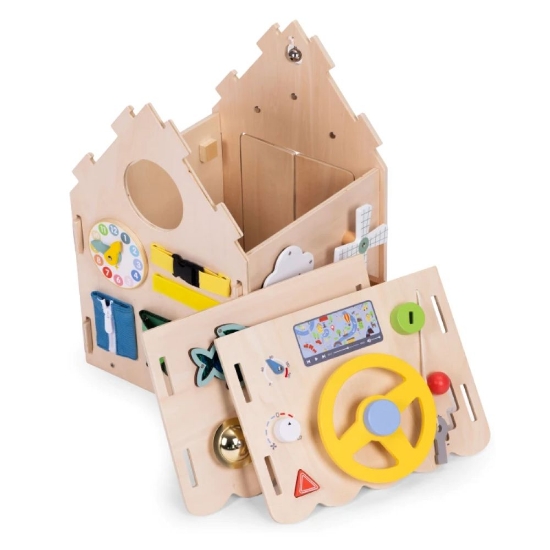 Slika Drvena kućica za djecu, edukativna ploča XXL 30 elemenata Ecotoys 