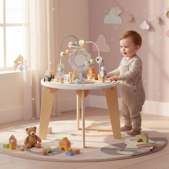 Slika Drveni edukativni interaktivni stol za djecu Labirint 5u1 Ecotoys 