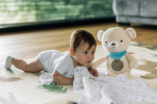 Slika Moj prvi medvjedić bež/plava, 25 cm 82375 FREE 2 PLAY 