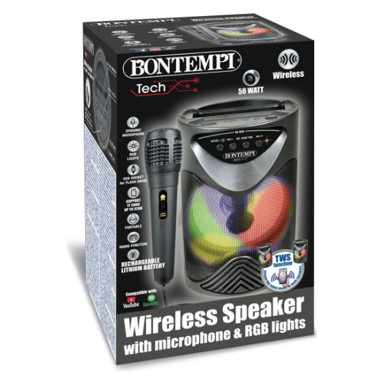 Slika Bežični zvučnik s mikrofonom i svjetlosnim efektima 491010 BONTEMPI 