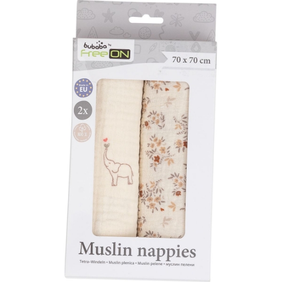 Slika Tetra pelena muslin 2/1 slonić beige 70x70 cm beige 87684 BUBABA BY FREEON 