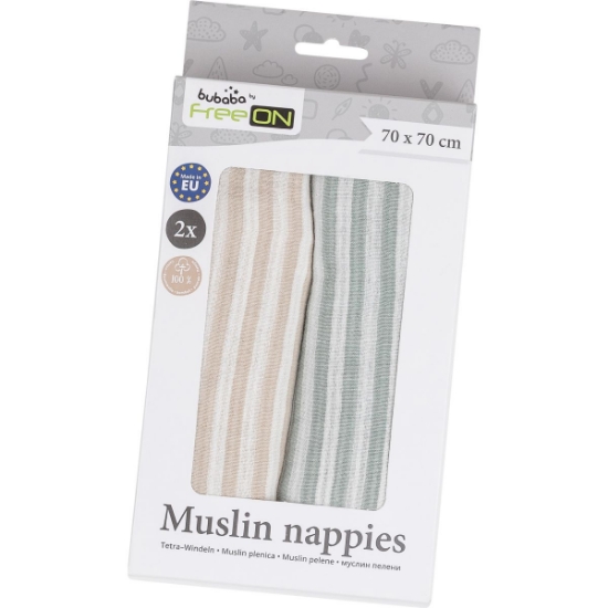 Slika Tetra pelena muslin 2/1 prugice green 70x70 cm green 87707 BUBABA BY FREEON 