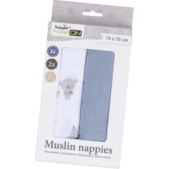 Slika Tetra pelena muslin 2/1 brodić blue 70x70 cm blue 87691 BUBABA BY FREEON 