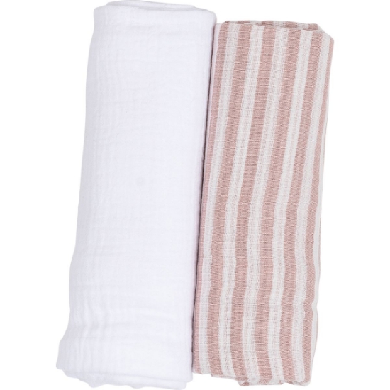 Slika Tetra pelena muslin 2/1 prugice pink 70x70 cm pink 87714 BUBABA BY FREEON