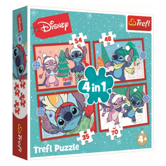Slika Puzzle 4u1, XMAS, Lilo&amp; Stitch 94130 TREFL 