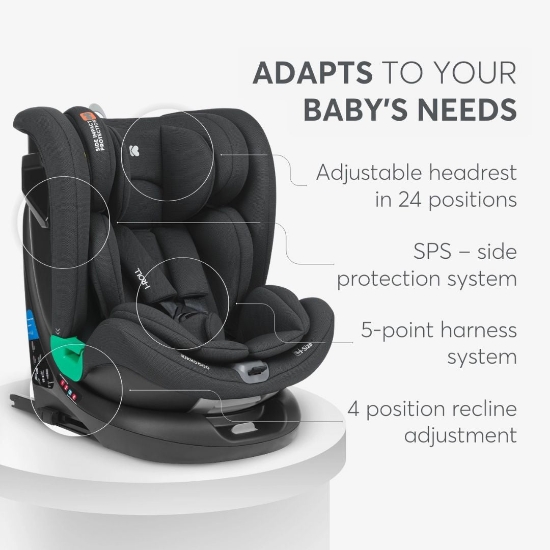 Slika Autosjedalica i-Roll i-Size, Grupa 0+, 1, 2, 3 (0-36 kg) (40-150 cm) - Crna Kikka Boo 