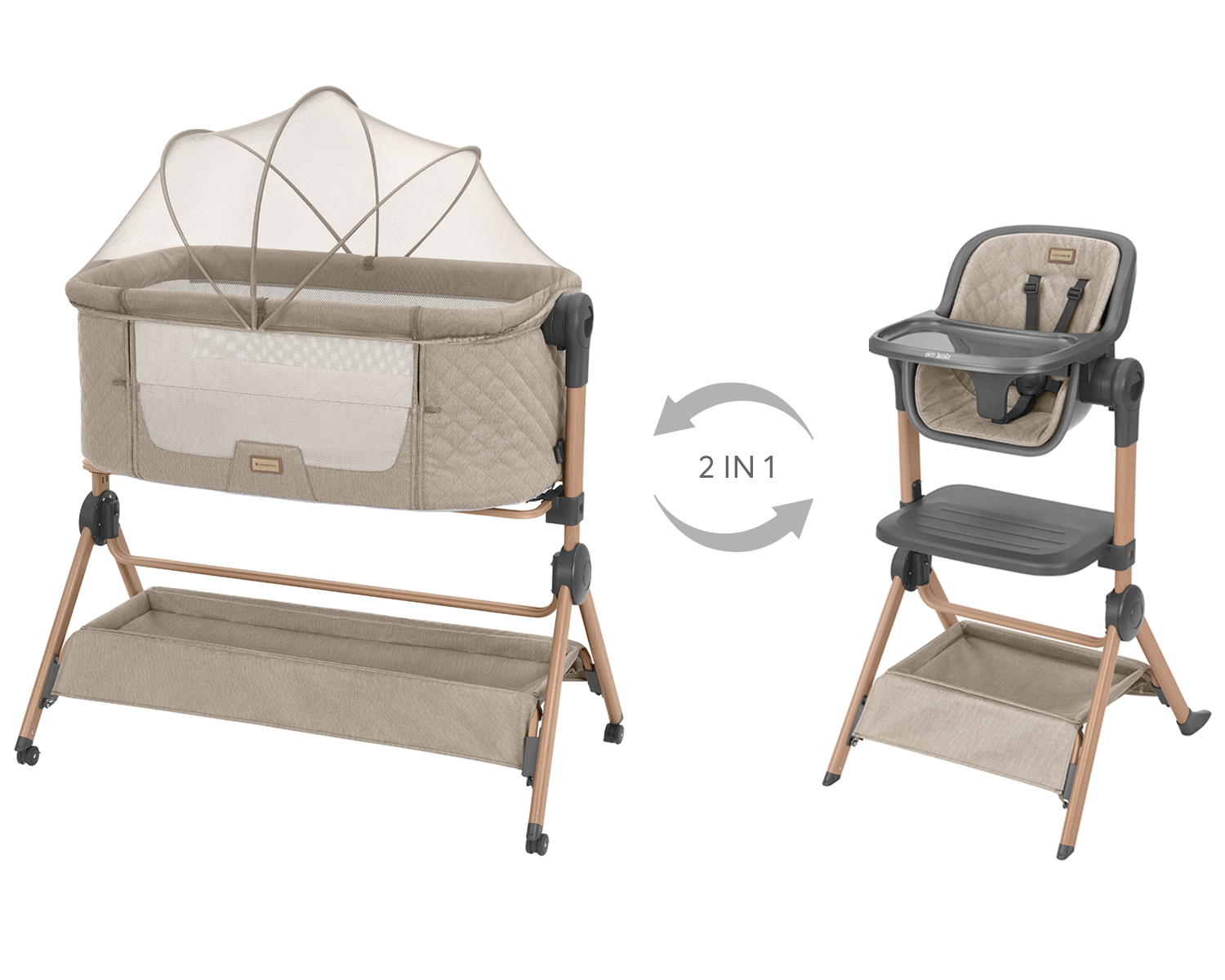 Slika Kolijevka + hranilica 2u1 Sleat Me - Beige Kikka Boo