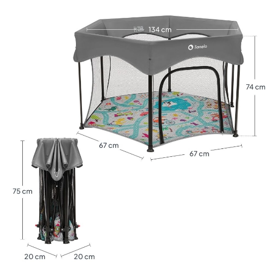 Slika Dječja igraonica/vrtić Roel Plus Hexagon 6-kutna, Siva Multicolor Lionelo 