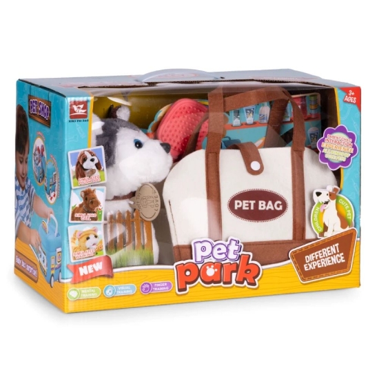 Slika Plišani Haski u torbi s četkom za njegu 3 god +