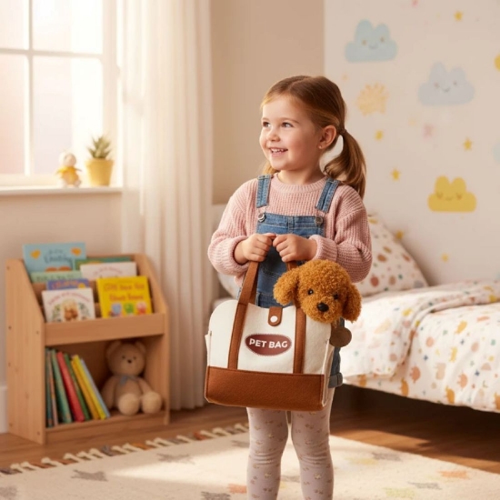 Slika Plišana Pudlica u torbi s četkom za njegu 3 god +