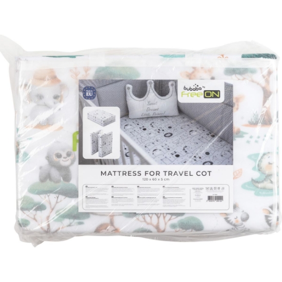 Slika Madrac za prijenosni krevetić sklopivi 120x60 cm safari carstvo 87172 BUBABA BY FREEON