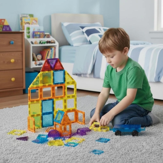 Slika Magnetni set blokovi Kuća i Auto - 45 dijelova