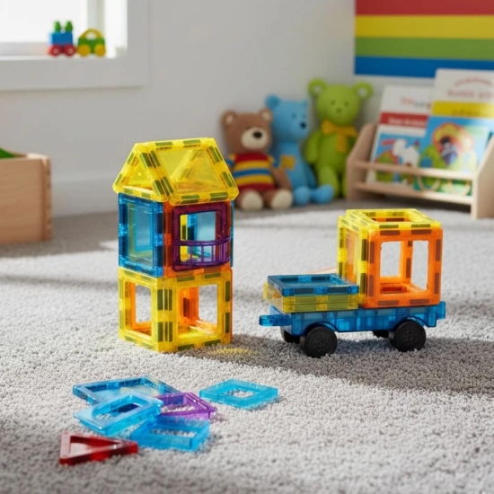 Slika Magnetni set blokovi Kuća i Auto - 45 dijelova