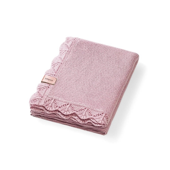 Slika Pletena bambus dekica s volanom 75x100 cm, roza BabyOno 