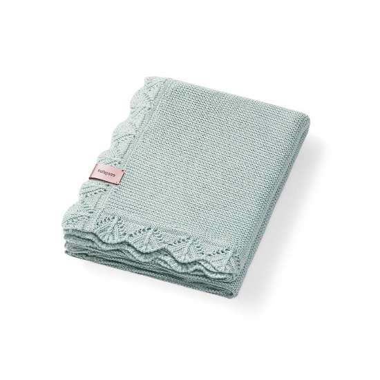 Slika Pletena bambus dekica s volanom 75x100 cm, mint BabyOno 