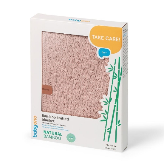 Slika Pletena bambus dekica 75x100 cm, roza BabyOno 