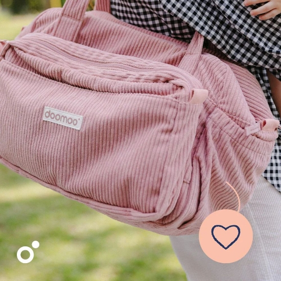 Slika Torba za pelene Fluffy, Corduroy Pink - Doomoo