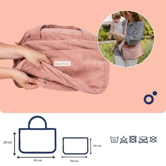 Slika Torba za pelene Fluffy, Corduroy Pink - Doomoo