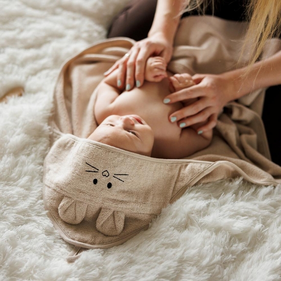 Slika Ručnik bambus 100x100 cm, with ears, svijetlo bež BabyOno 