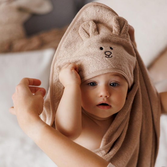 Slika Ručnik bambus 100x100 cm, with ears, tamno bež BabyOno 