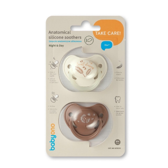 Slika Anatomska slikonska duda GLOW 18 mj+, 2 kom BabyOno 