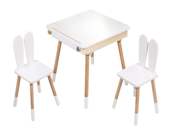 Slika Rastući dječji set – stol za crtanje i 2 stolice s ušima