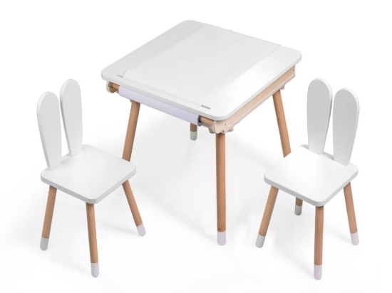 Slika Rastući dječji set – stol za crtanje i 2 stolice s ušima