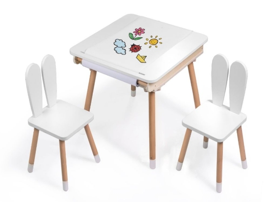 Slika Rastući dječji set – stol za crtanje i 2 stolice s ušima
