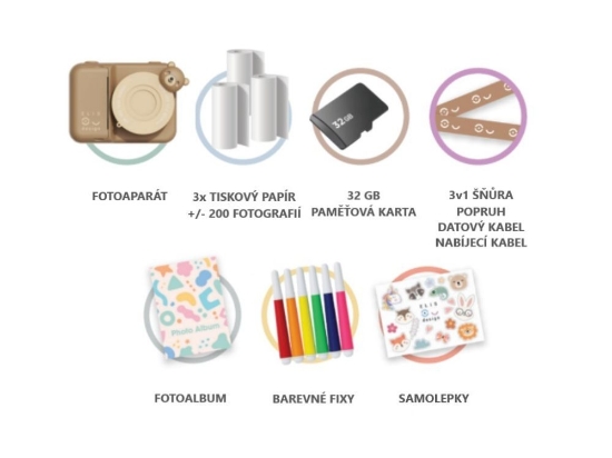 Slika Kids camera with print Bear - brown