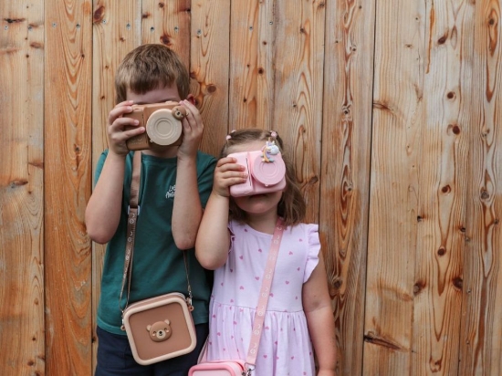 Slika Kids camera with print Bear - brown