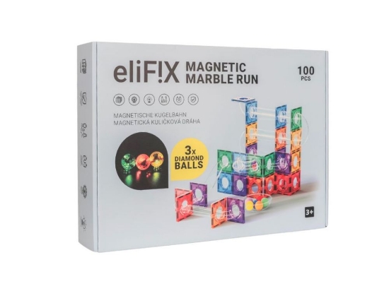 Slika Magnetni građevni set EliFix – šarena staza za kuglice (100 dijelova)