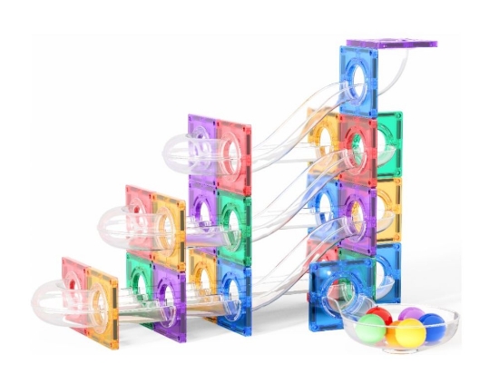 Slika Magnetni građevni set EliFix – šarena staza za kuglice (100 dijelova)