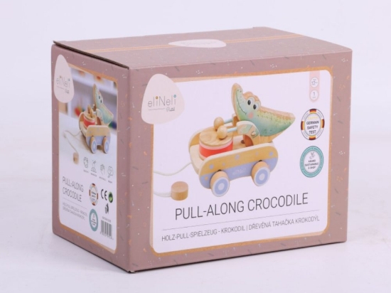 Slika Drvena igračka na povlačenje – bubnjajući krokodil