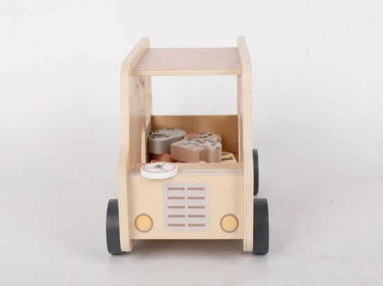 Slika Drveni automobil 2 u 1 sa životinjama – Jeep + slagalica