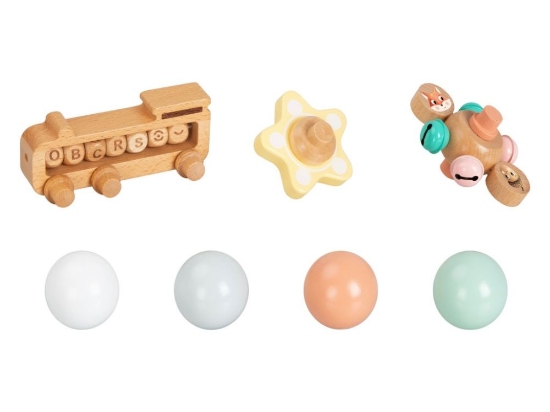 Slika XL drvena staza s kuglicama i vlakom