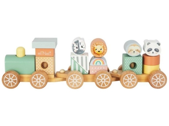 Slika Drveni vlakić s kockama – životinje iz zoološkog vrta